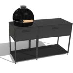 Volledig stalen buitenkeuken met Kamado