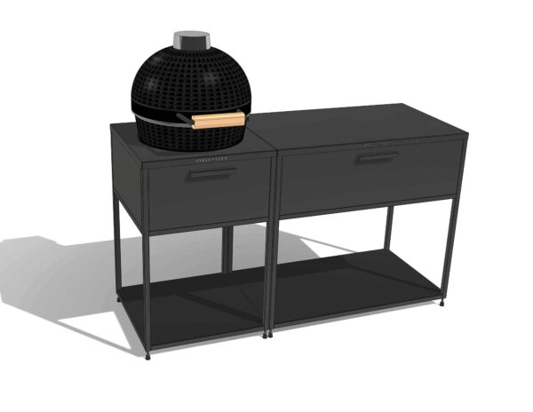 Volledig stalen buitenkeuken met Kamado